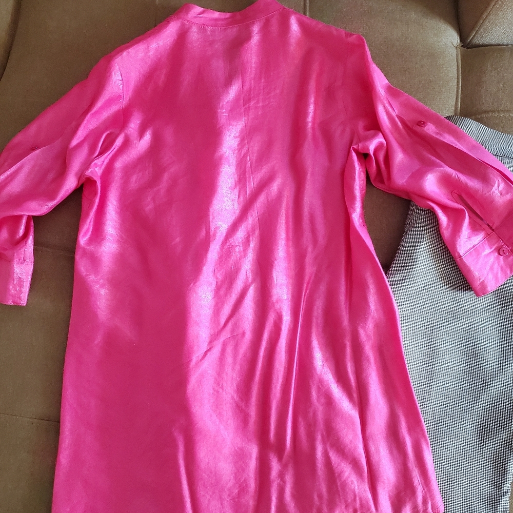 Iridescent Berry Drawstring Asymmetrical Blouse - image 2